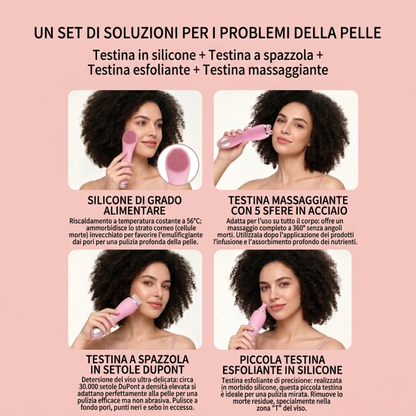 HYARO - Spazzola Pulizia Viso Elettrica e Massaggiatore 4 in 1